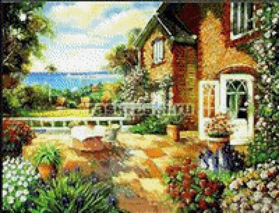 №941865 - цветы, дворик, дом - предпросмотр