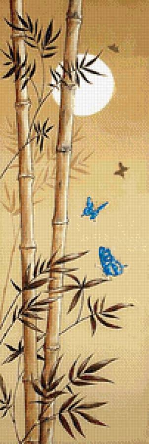 панель с бамбуком и бабочками - панно, солнце, панель, восток. китай, бамбук, бабочки - предпросмотр