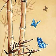 панель с бамбуком и бабочками