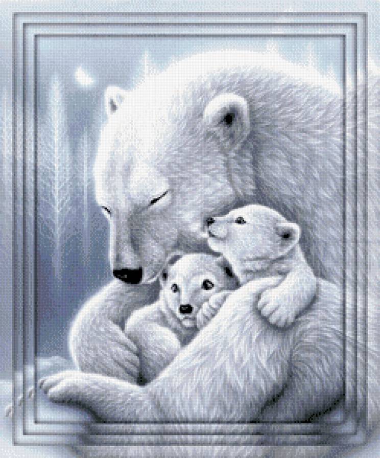 Серия "Дикая природа" - белые медведи, нежность, мать и дитя - предпросмотр