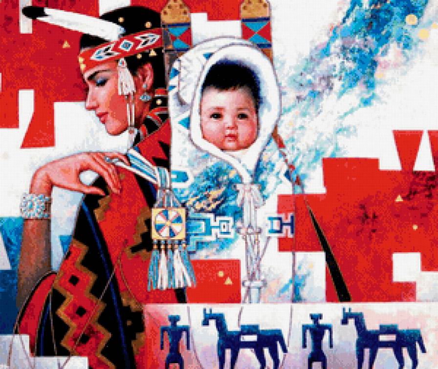 мать и дитя - графика, дитя, эскимоска, ребенок, материнство, мать, люди - предпросмотр