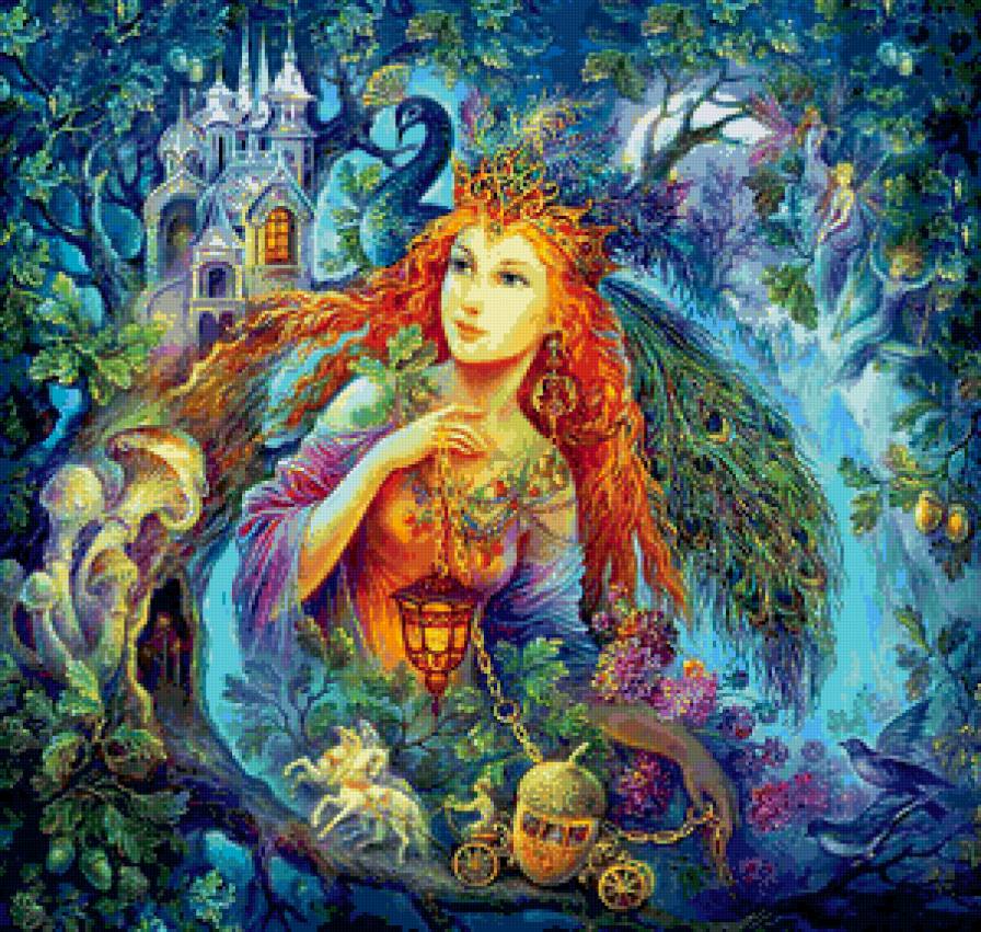 золушка - лес, сказка, павлин, фентези, замок, девушка, золушка, карета - предпросмотр