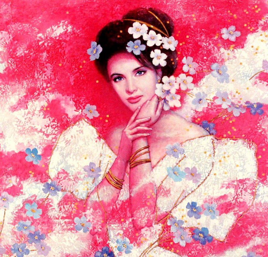 девушка в цветах - нежность, живопись, девушка, женщина, весна, цветы, красота - оригинал