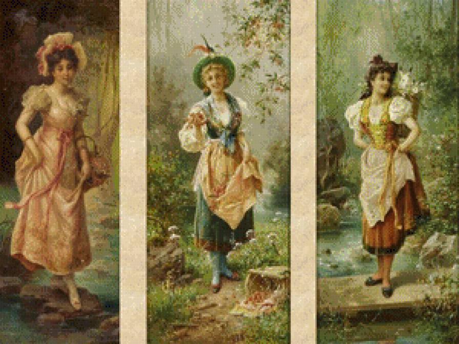 Ханс Зацка триптих - фэнтези, живопись, картина, девушка - предпросмотр