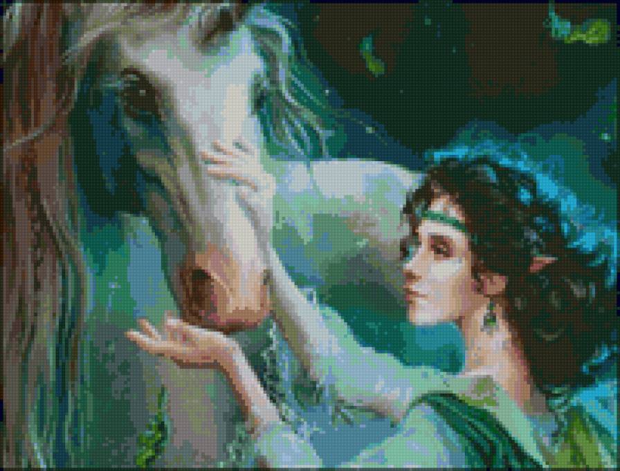 Elfo con su caballo - hadas - предпросмотр