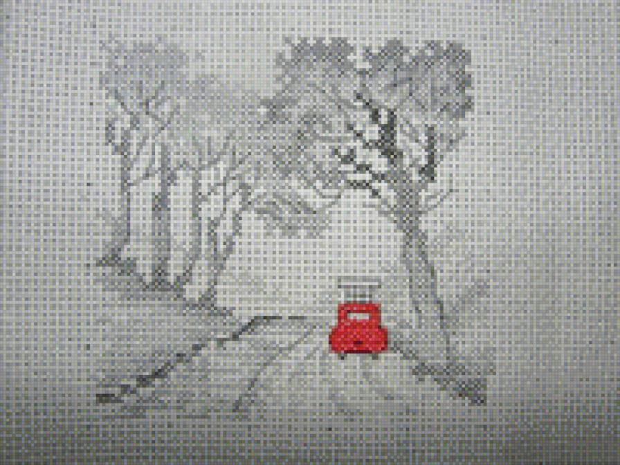 путешествие красной машинки-5 - путешествие, графика, машина - предпросмотр