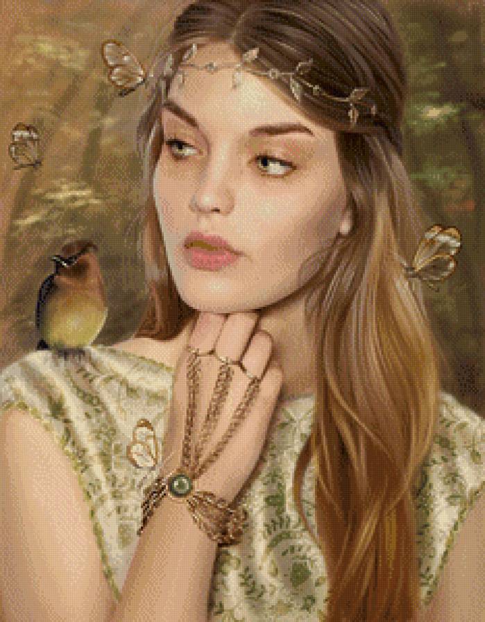 Девушка с птичкой - птица, девушка - предпросмотр