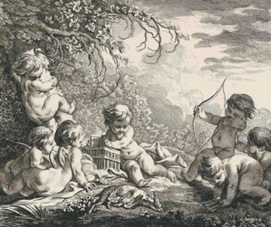 амуры на отдыхе - лук, отдых, амур, монохром, амуры, купидон - предпросмотр