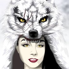 Схема вышивки «девушка волк»