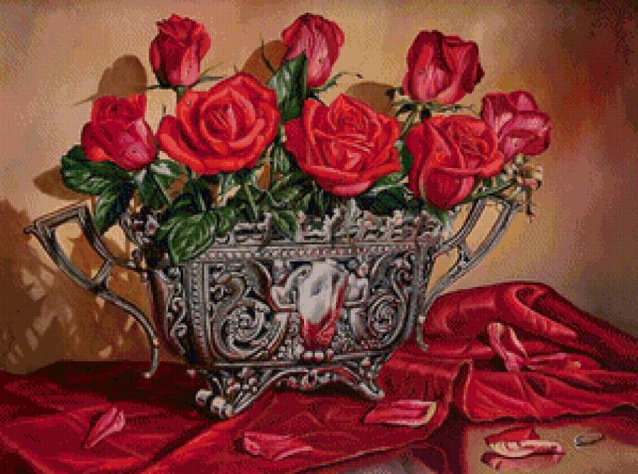 Букет роз - цветы, ваза, роза, букет, натюрморт, розы - предпросмотр