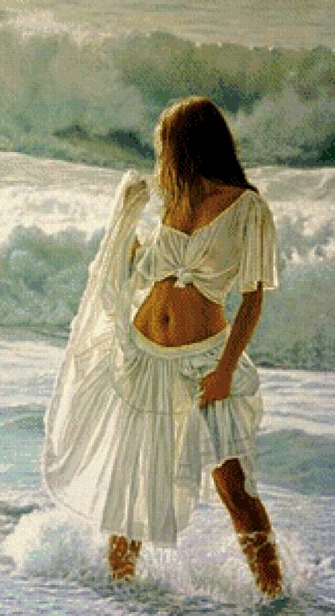 Серия "Женский образ" - девушка, волны, пляж, море - предпросмотр