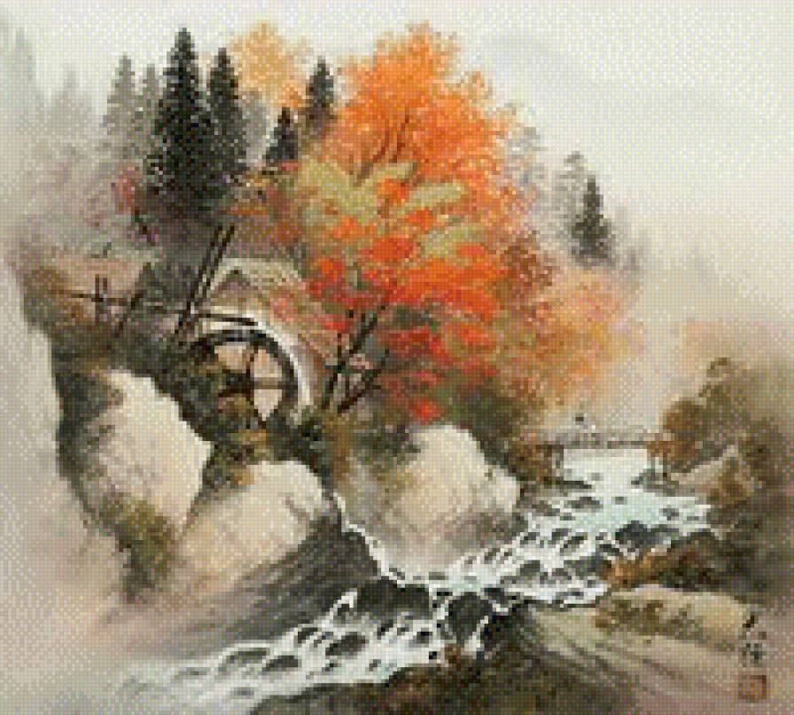 №944472 - пейзаж, мельница - предпросмотр