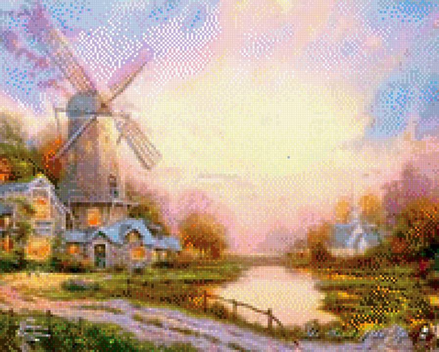 №944489 - пейзаж, мельница - предпросмотр