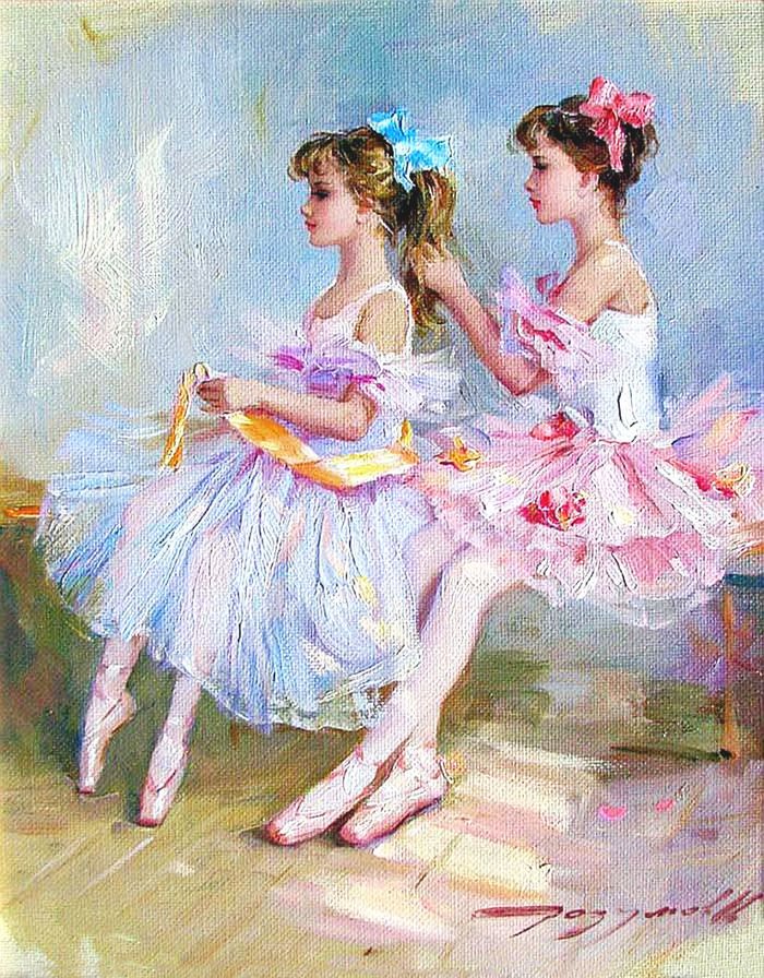маленькие балерины - дети, живопись, искусство, девочки, балерины, балет - оригинал