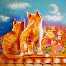 Схема вышивки «пара романтических кошек»