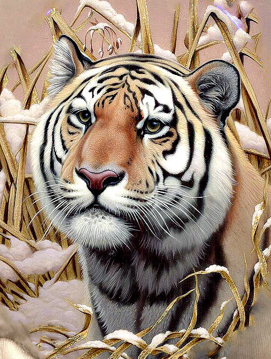 Серия "Дикая природа" - взгляд, хищник, зима, красавец, тигр - оригинал