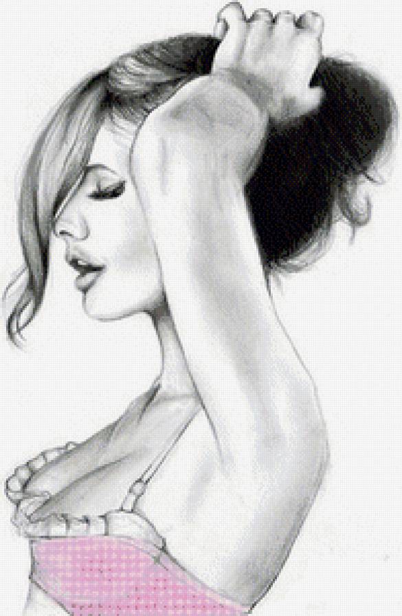 Серия "Женский образ" - черное и белое, волосы, гламур, прическа, девушка - предпросмотр