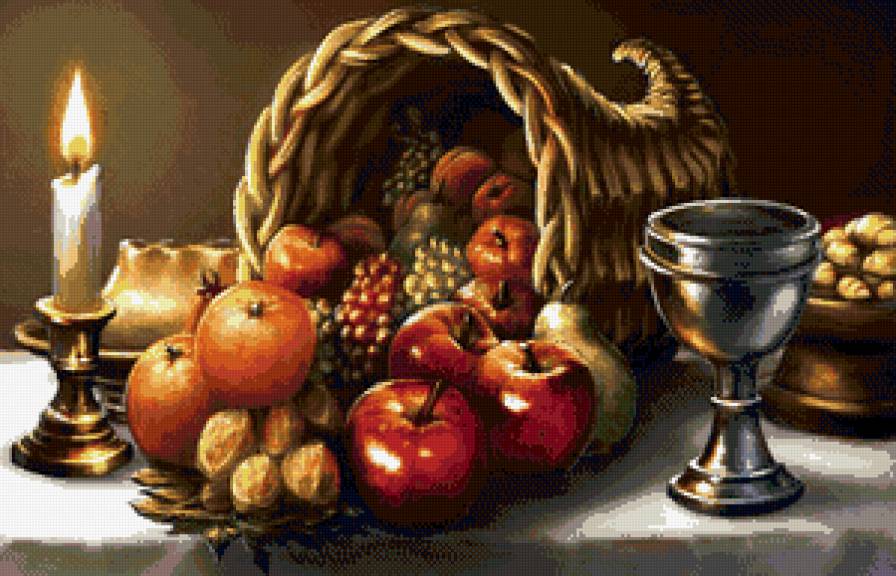 рог изобилия - натюрморт, ягоды, фрукты - предпросмотр