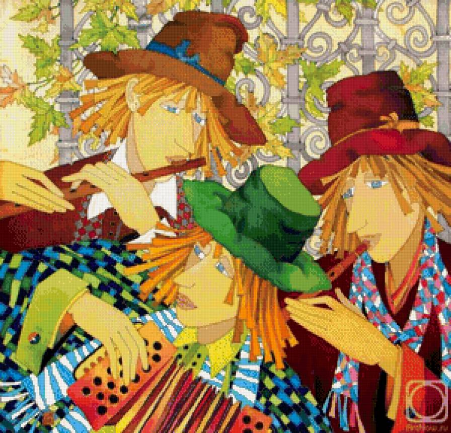 музыканты - музыканты, ансамбль, дудочка, гармошка, музыка, оркестр - предпросмотр