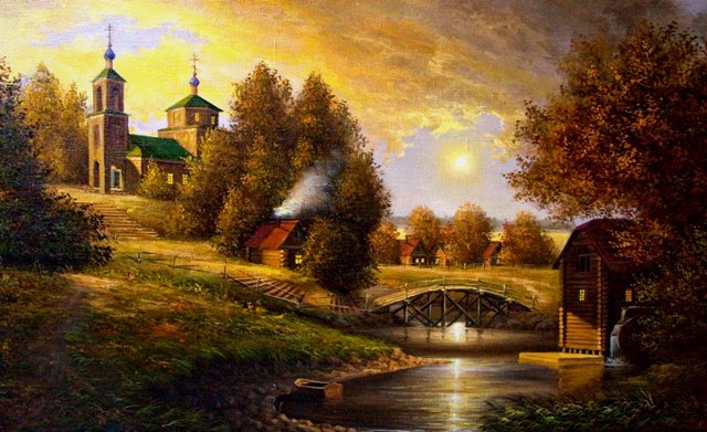 Е.Н.Конкин "Романтический пейзаж" - лето, храм, пейзаж, природа - оригинал