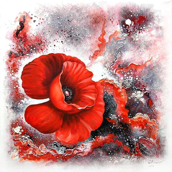 №947287 - панно, маки, цветы, абстракция - оригинал