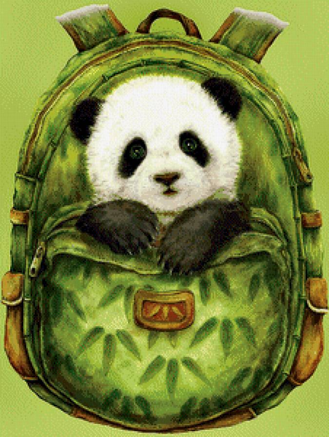 Серия "Мультяшки" - медвежонок, веселая картинка, поход, панда, рюкзак - предпросмотр