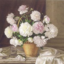 Схема вышивки «пионы в корзине»