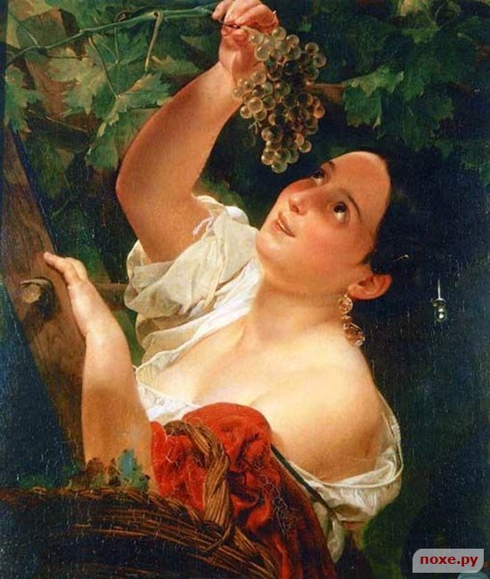 девушка с виноградом. - девушка - оригинал