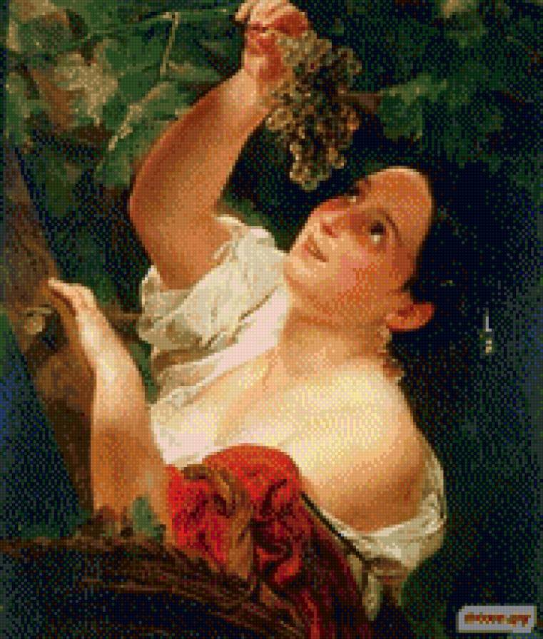 девушка с виноградом. - девушка - предпросмотр