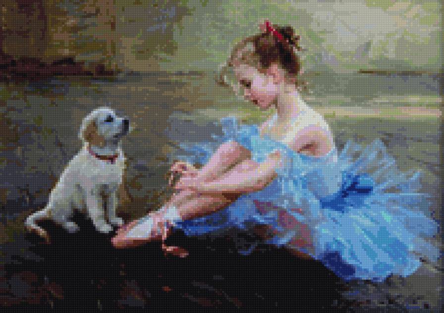ребенок и щенок - балерина, щенок, девочка - предпросмотр