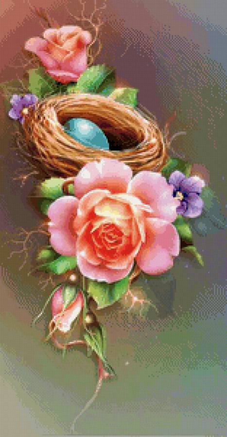 роза и гнездо - арт, дом, панно, открытка, роза, гнездо, цветок - предпросмотр