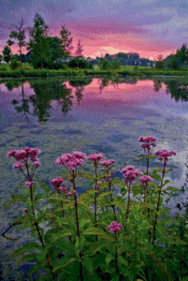 Рассвет над рекой. - рассвет, река, сумерки, тишина - предпросмотр