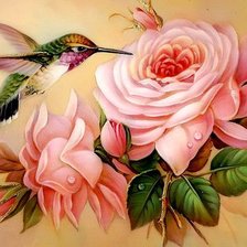 Схема вышивки «колибри и роза»