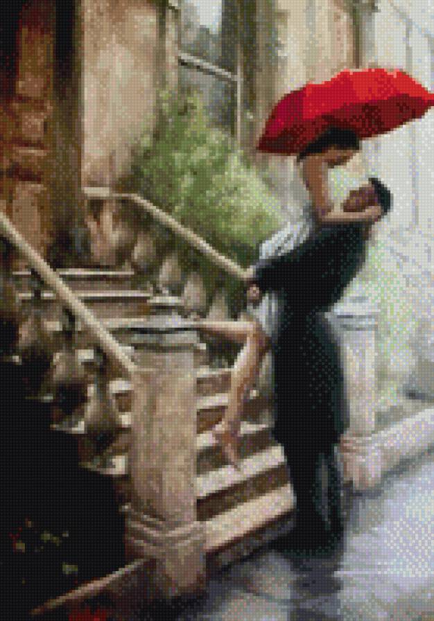 красный зонт - пара - предпросмотр