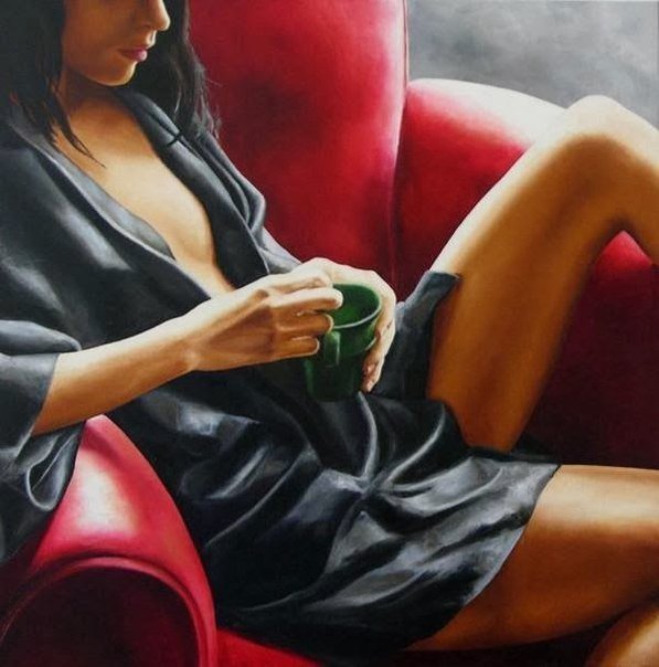 кофе - девушка - оригинал