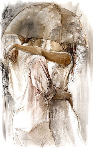 Двое под зонтом - пара, зонт, любовь, дождь, двое - оригинал