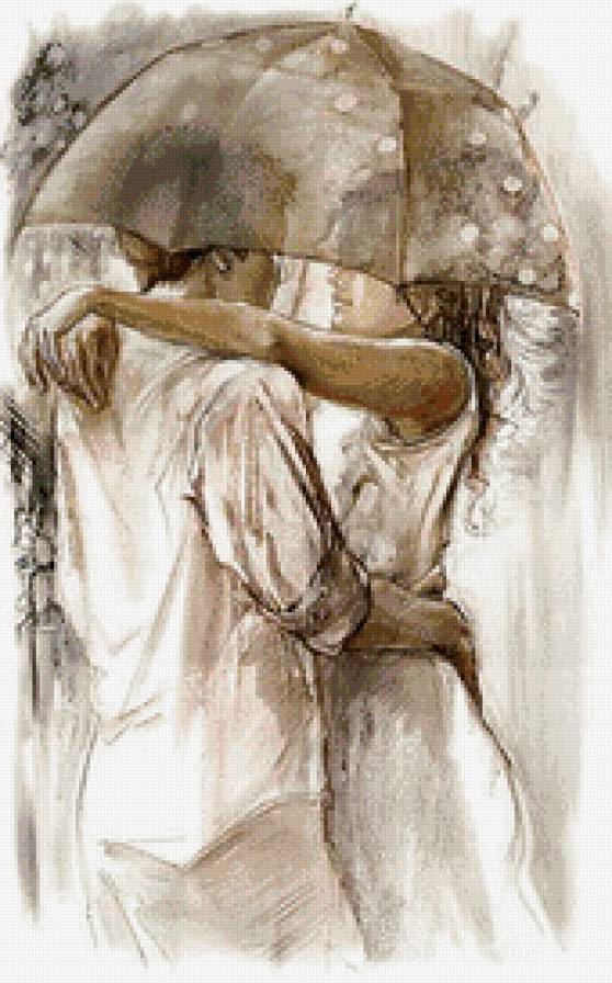 Двое под зонтом - двое, зонт, дождь, любовь, пара - предпросмотр