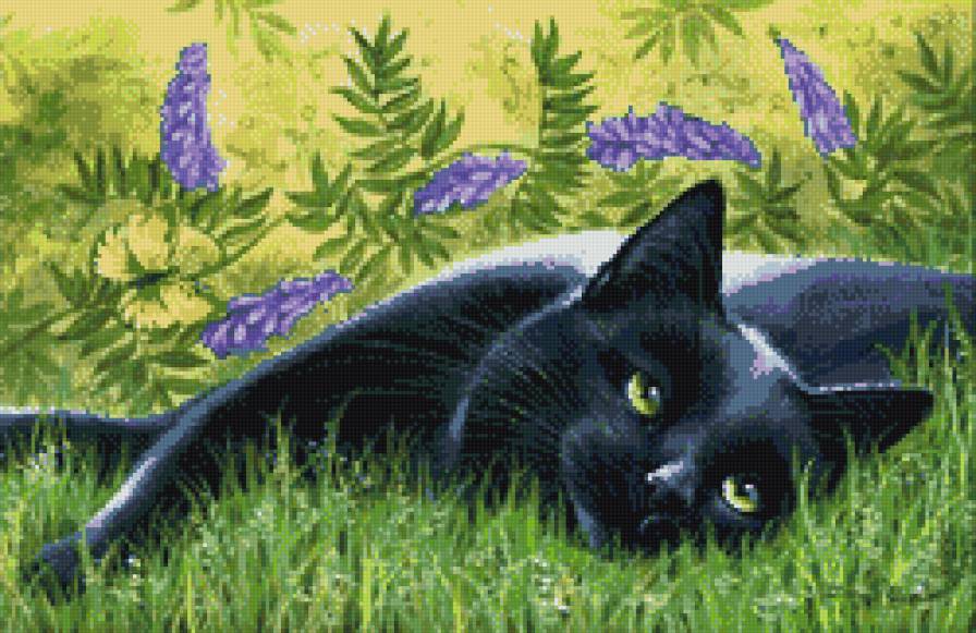 кот в траве - кошки, животные - предпросмотр