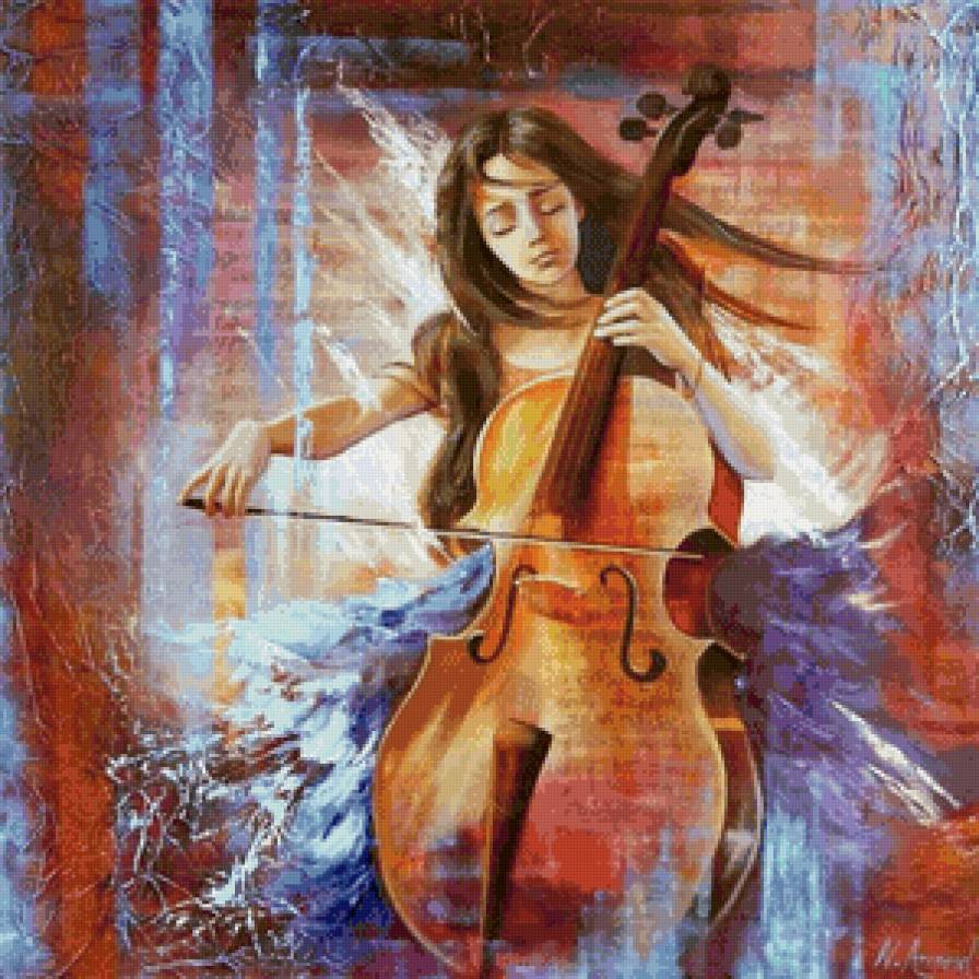виолончелистка - виолончель, живопись, музыкант, классика, музыка, девушка - предпросмотр