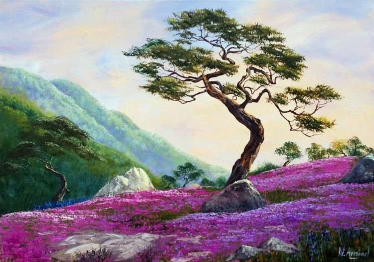 горная сосна - сосна, природа, пейзаж, горы, живопись - оригинал