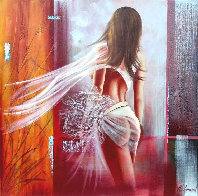 женский образ - живопись, женщина, грация, девушка, силуэт, красота - оригинал