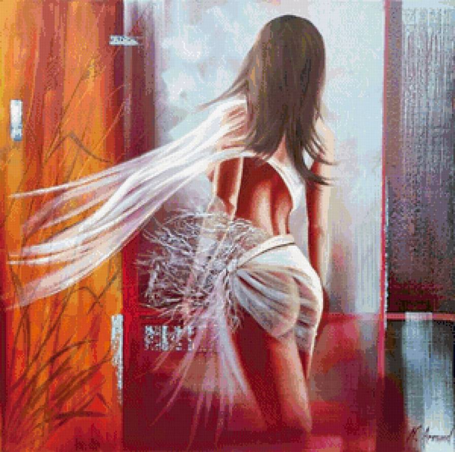 женский образ - грация, силуэт, красота, женщина, девушка, живопись - предпросмотр