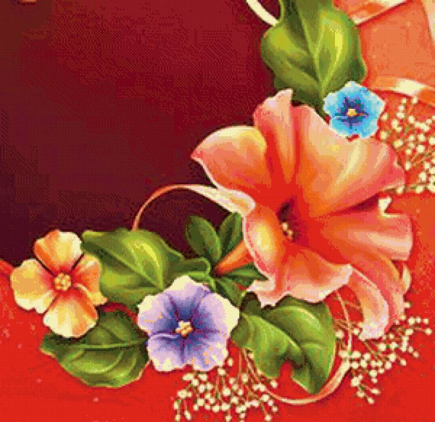 подушка с цветами петунии (комплект) - петуния, арт, подушка, комплект, цветы - предпросмотр