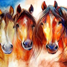 Схема вышивки «тройка лошадей»