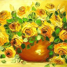 Оригинал схемы вышивки «жёлтые розы в вазе» (№951153)