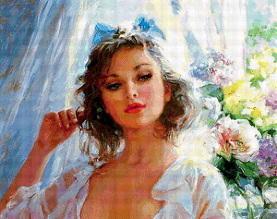 женский образ - женщина, девушка, нежность, портрет, лето, образ, цветы - предпросмотр