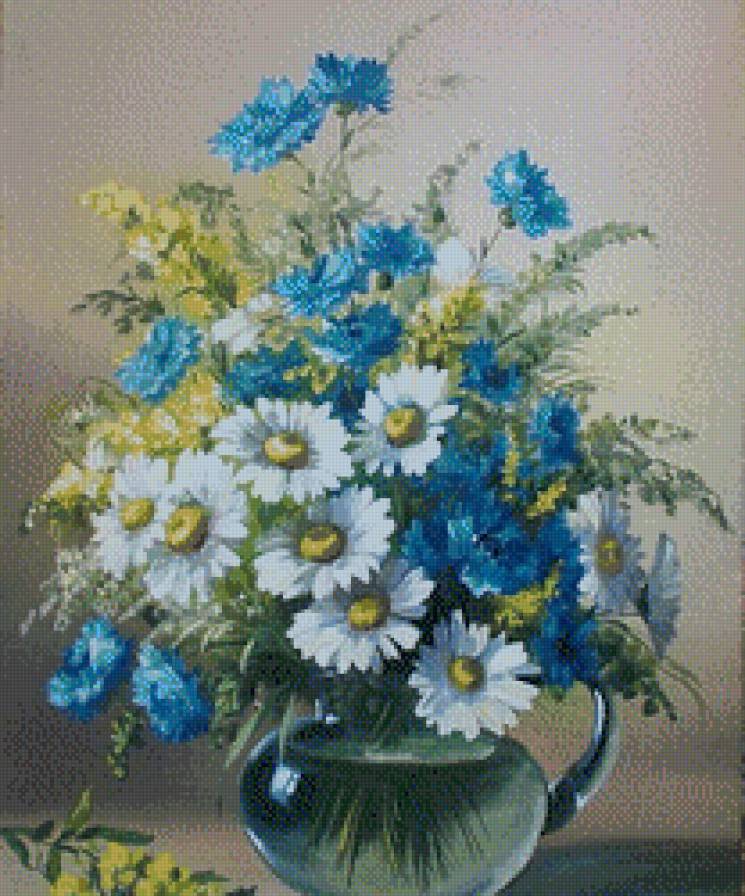 Васильки и ромашки - цветы, букет - предпросмотр