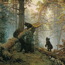 Оригинал схемы вышивки «И.Шишкин,К.Савицкий. "Утро в сосновом лесу"» (№952533)