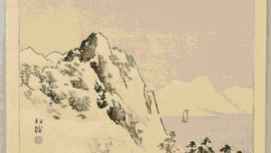 Залив - монохром, япония, природа - предпросмотр