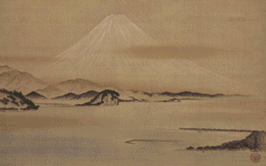 Вид на Фудзи - монохром, япония, природа - предпросмотр